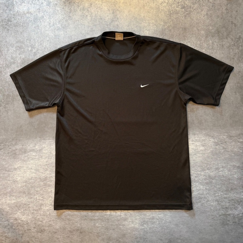 Vtg 90s Nike Alpha Project Mesh T Shirt Mens L Black Embroidered Swoosh Jersey